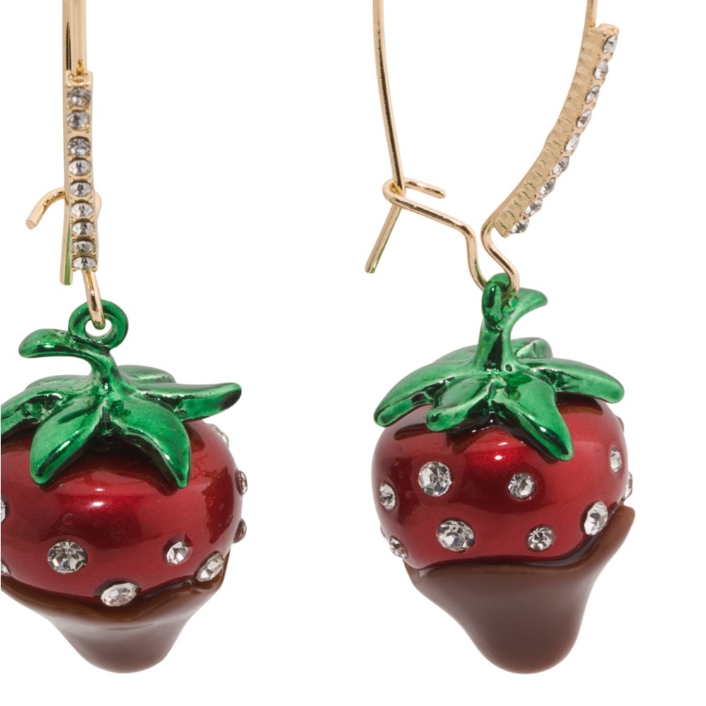 Betsey Johnson Red and Green Strawberry Earrings